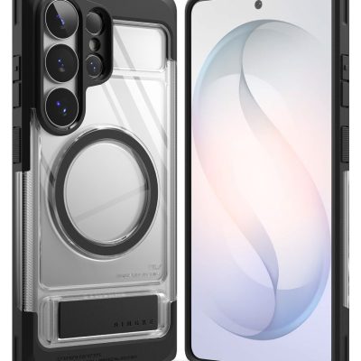Juodas dėklas Samsung Galaxy S26 Ultra Ringke UX Magnetic Magsafe su permatomu nugarėlės dizainu