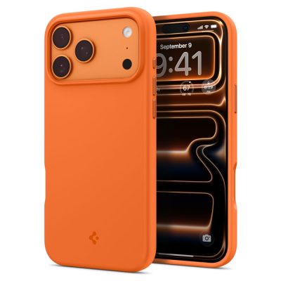 Oranzinis silikoninis deklas Apple iPhone 17 Pro Max matomos kameros skyles ir remelis aplink telefona