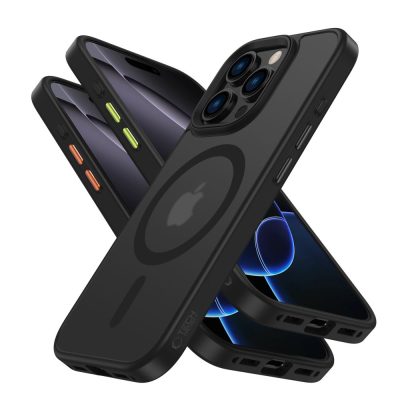 Juodas dėklas telefonui Apple Iphone 16 Pro Max TECH-PROTECT MAGMAT XT 3-SET MAGSAFE su spalvotais mygtukais