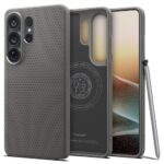 Pilkas dėklas Samsung Galaxy S26 Ultra su Spigen Liquid Air MagSafe, matomas tekstūruotas paviršius.