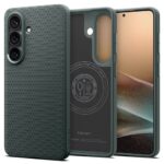 Žalias dėklas Samsung Galaxy S26 Plus Spigen Liquid Air Mag Magsafe su geometrine trikampiu tekstūra.