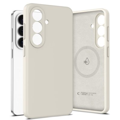 Cosmi Latte dėklas Samsung Galaxy S26 Plus Tech-Protect silikoninis apsauginis dėklas šviesios spalvos