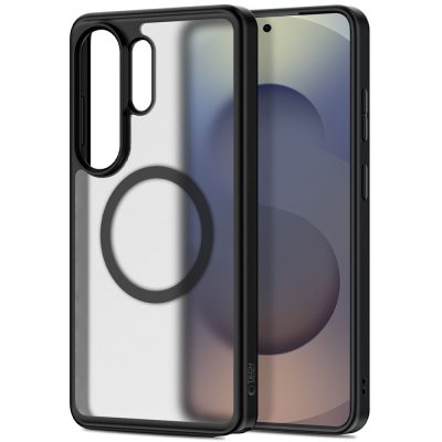 Juodas matinis dėklas Samsung Galaxy S26 Ultra Tech-Protect Magpeak Magsafe skaidriu pagrindu su apsauga kamerai