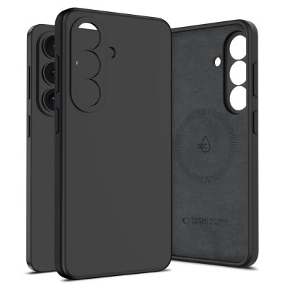 Juodas Tech-Protect Silicone Magsafe dėklas Samsung Galaxy S26 telefonui su trimis kamerų angomis