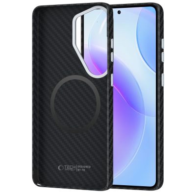 Juodas-sidabrinis Tech-Protect Ion Carbon Magsafe dėklas Samsung Galaxy S26 Ultra telefonui