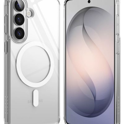 Skaidrus dėklas Samsung Galaxy S26 Plus Ringke Fusion Magnetic Magsafe matomas iš priekio ir galo