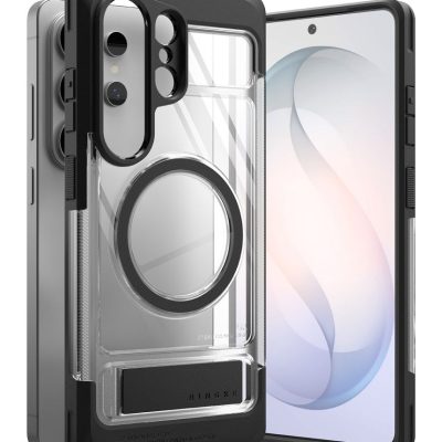 Juodas dėklas Samsung Galaxy S26 Ultra Ringke UX Magnetic Magsafe su skaidriomis detalėmis