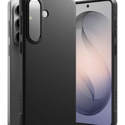 Juodas dėklas Samsung Galaxy S26 Ringke Onyx su matoma tekstūra ir išraiškinga kamera