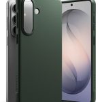 Tamsiai žalias dėklas Samsung Galaxy S26 Ringke Onyx matomas iš priekio ir galo