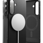 Juodas dėklas Samsung Galaxy S26 Ringke Onyx Magnetic Magsafe su matomu MagSafe magnetu