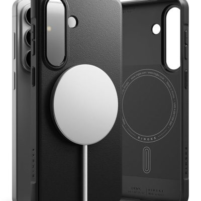 Juodas dėklas Samsung Galaxy S26 Ringke Onyx Magnetic Magsafe su matomu MagSafe magnetu