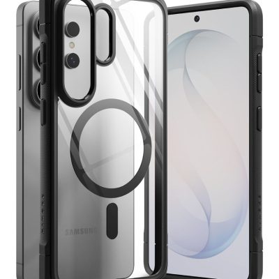 Juodas dėklas Samsung Galaxy S26 Ultra Ringke Fusion Bold Magnetic Magsafe su permatomu galiniu dangteliu