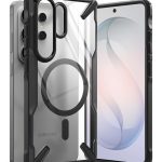 Juodas dėklas Samsung Galaxy S26 Ultra Ringke Fusion X Magnetic Magsafe su skaidriu galiniu paviršiumi