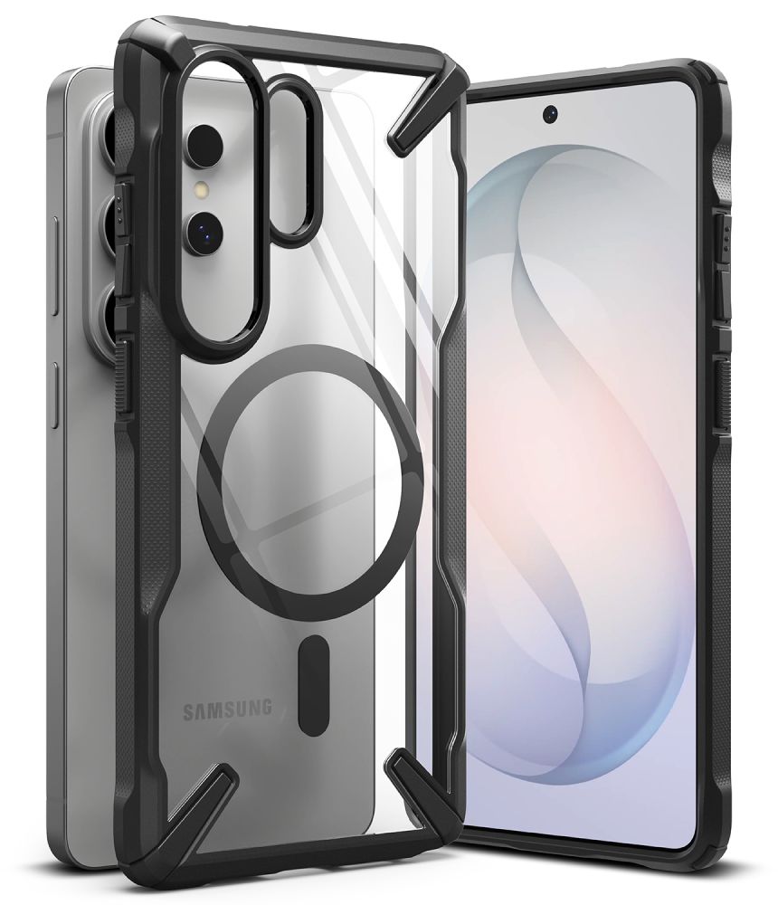 Juodas dėklas Samsung Galaxy S26 Ultra Ringke Fusion X Magnetic Magsafe Juodas dėklas Samsung Galaxy S26 Ultra Ringke Fusion X Magnetic Magsafe su skaidriu galiniu paviršiumi