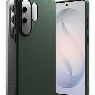 Tamsiai žalias dėklas Samsung Galaxy S26 Ultra Ringke Onyx su matomu tekstūriniu paviršiumi