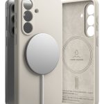 Akmens spalvos dėklas Samsung Galaxy S26 su magnetiniu apskritimu ir trijų objektyvų išpjova