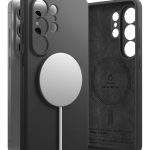 Juodas Ringke Silicone Magnetic Magsafe dėklas Samsung Galaxy S26 Ultra telefonui, laidas ir vidinė pusė matoma