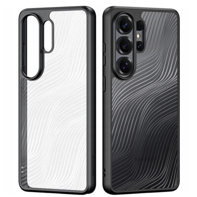 Skaidrus dėklas Dux Ducis Aimo Samsung S948 S26 Ultra su bangų tekstūra ir juodu rėmeliu