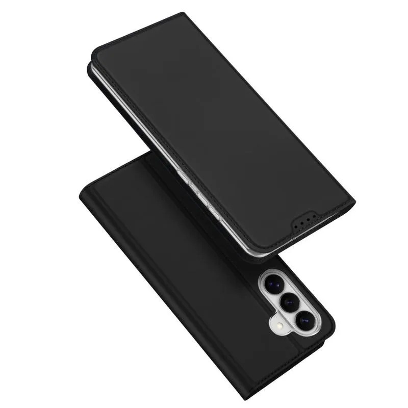 Juodas atverčiamas dėklas Samsung S942 S26 Dux Ducis Skin Pro Juodas atverčiamas dėklas Samsung S942 S26 Dux Ducis Skin Pro, matomas telefono galinis kamerų blokas.