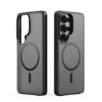 Juodas dėklas Samsung S948 S26 Ultra su dideliu apvaliu magnetiniu ratu ant nugaros
