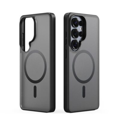 Juodas dėklas Samsung S948 S26 Ultra su dideliu apvaliu magnetiniu ratu ant nugaros