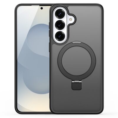 Juodas dėklas Samsung S942 S26 Dux Ducis Yind su apvaliu laikiklio žiedu ant nugaros ir matomu trijų kamerų moduliu viršuje