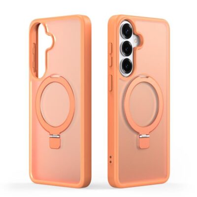 Rožinis dėklas Samsung S942 S26 Dux Ducis Yind Magnetic su žiediniu laikikliu ant nugaros