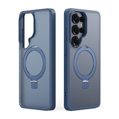 Tamsiai mėlynas dėklas su magnetiniu žiedu, matomas galinis vaizdas Dux Ducis Yind Magnetic