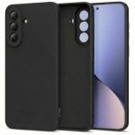 Juodas dėklas Samsung Galaxy A57 5G Tech-Protect Icon, matomas kameros blokas ir kraštų apsauga.