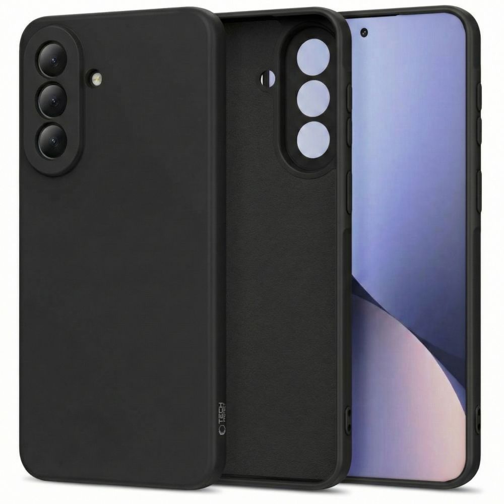 Juodas dėklas Samsung Galaxy A57 5G Tech-Protect Icon Juodas dėklas Samsung Galaxy A57 5G Tech-Protect Icon, matomas kameros blokas ir kraštų apsauga.