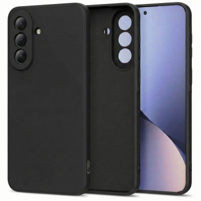 Juodas dėklas Samsung Galaxy A37 5G Tech-Protect Icon ant matinio paviršiaus, matoma kameros išpjova viršuje