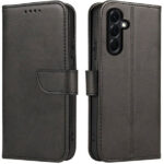 Juodas atverciamas deklas Samsung A376 A37 5G Wallet, matomas is priekio ir is nugaro