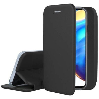 Juodas atverciamas deklas Samsung S948 S26 Ultra Book Elegance, matomas uzdarytas dangtelis ir telefono krastas