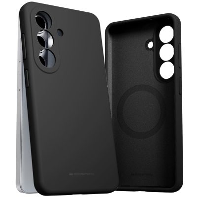 Juodas dėklas Samsung S947 S26 Plus Mercury Pure Magsafe Silicon su kamera modulio išpjovomis