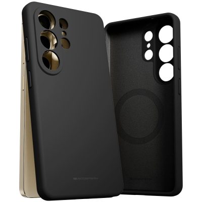 Juodas Samsung S26 Ultra deklas su kamera ispjovomis ir GOOSPERY logotipu