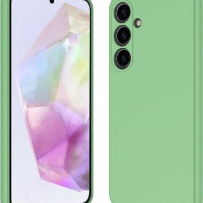 Mėtos spalvos silikoninis dėklas Samsung A376 A37 5G, matomas kameros modulis.