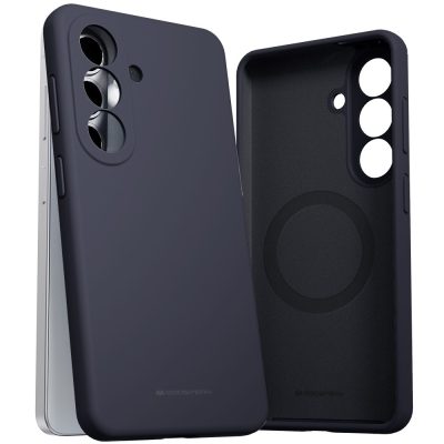 Tamsiai melynas silikoninis deklas Samsung S942 S26 Mercury Pure Magsafe Silicon, matomos kameros ir MagSafe ratas viduje