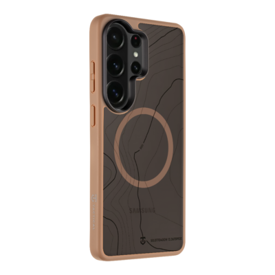 Moucha Moose dėklas Samsung Galaxy S26 Ultra, ruda spalva su medžio rašto linijomis nugarėlėje