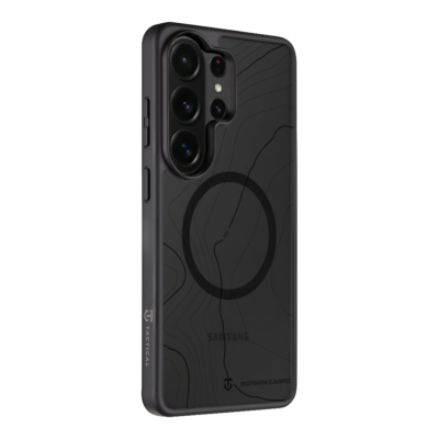 Asphalt dėklas Samsung Galaxy S26 Ultra – juodas dėklas su kelių kamerų moduliu ir apskrito dizaino žymėjimu