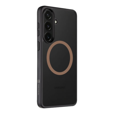 Juodos-Moucha Moose dėklas Samsung Galaxy S26 Plus su rudu apskrito žiedo nugarėlėje