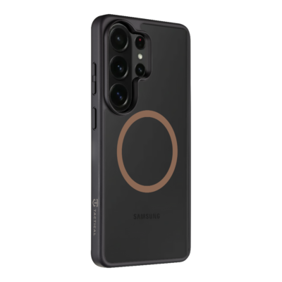 Juodas Moucha Moose detklas su apvaliu ratu ant nugaros, skirtas Samsung Galaxy S26 Ultra