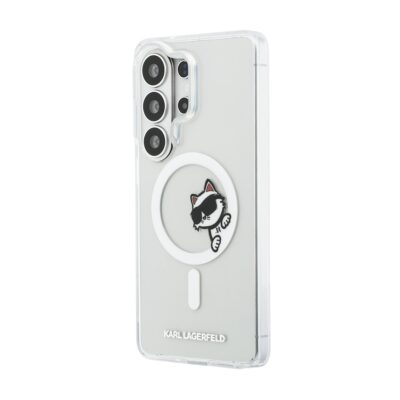 Skaidrus originalus dėklas Karl Lagerfeld IML Choupette Peekaboo su laikikliu Samsung Galaxy S26 Ultra