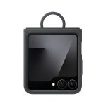 Juodas originalus dėklas EF-PF741TBE Silicone Cover with Ring telefonui Samsung Galaxy Z Flip 7 FE su apvaliu žiedu viršuje