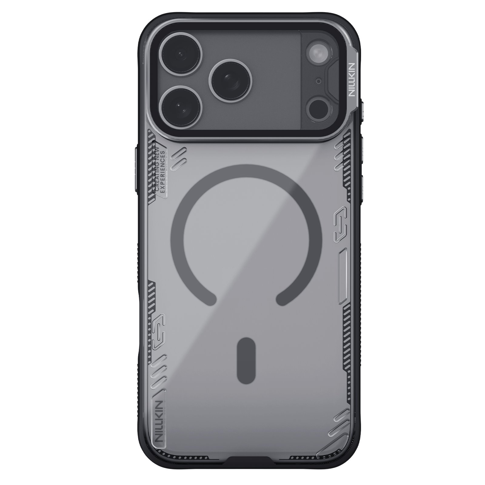 Juodas dėklas Apple Iphone 17 Pro Max Nillkin Iceblade Prop Magnetic Juodas dėklas Apple Iphone 17 Pro Max Nillkin Iceblade Prop Magnetic permatomas su apsauga kamerai