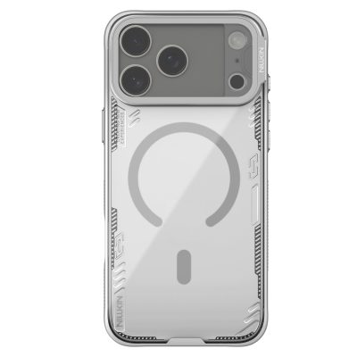 Pilkas dėklas Apple Iphone 17 Pro Max Nillkin Iceblade Prop Magnetic su permatomu dizainu ir kamera