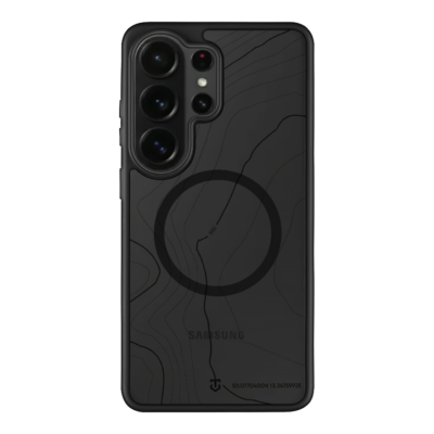 Asphalt delkas Samsung Galaxy S26 Ultra su topografiniu piesinys ant nugaros