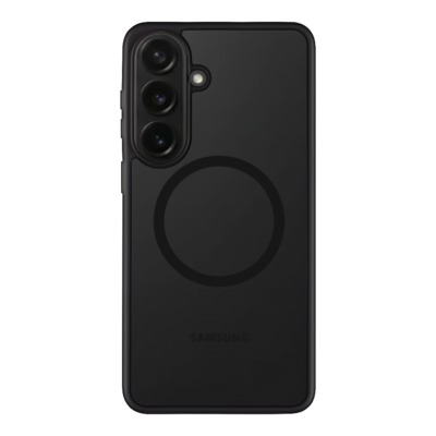 Juodas Asphalt dėklas Samsung Galaxy S26 Plus su apvaliu magnetiniu žiedu ant nugaros