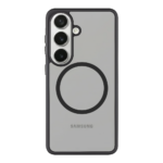 Asphalt dėklas Samsung Galaxy S26 Tactical MagForce Hyperstealth su juodu rėmeliu ir dideliu apskrito laikiklio žymėjimu.