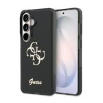 Juodas originalus dėklas Guess IML 4G Script Metal Logo telefonui Samsung Galaxy S26