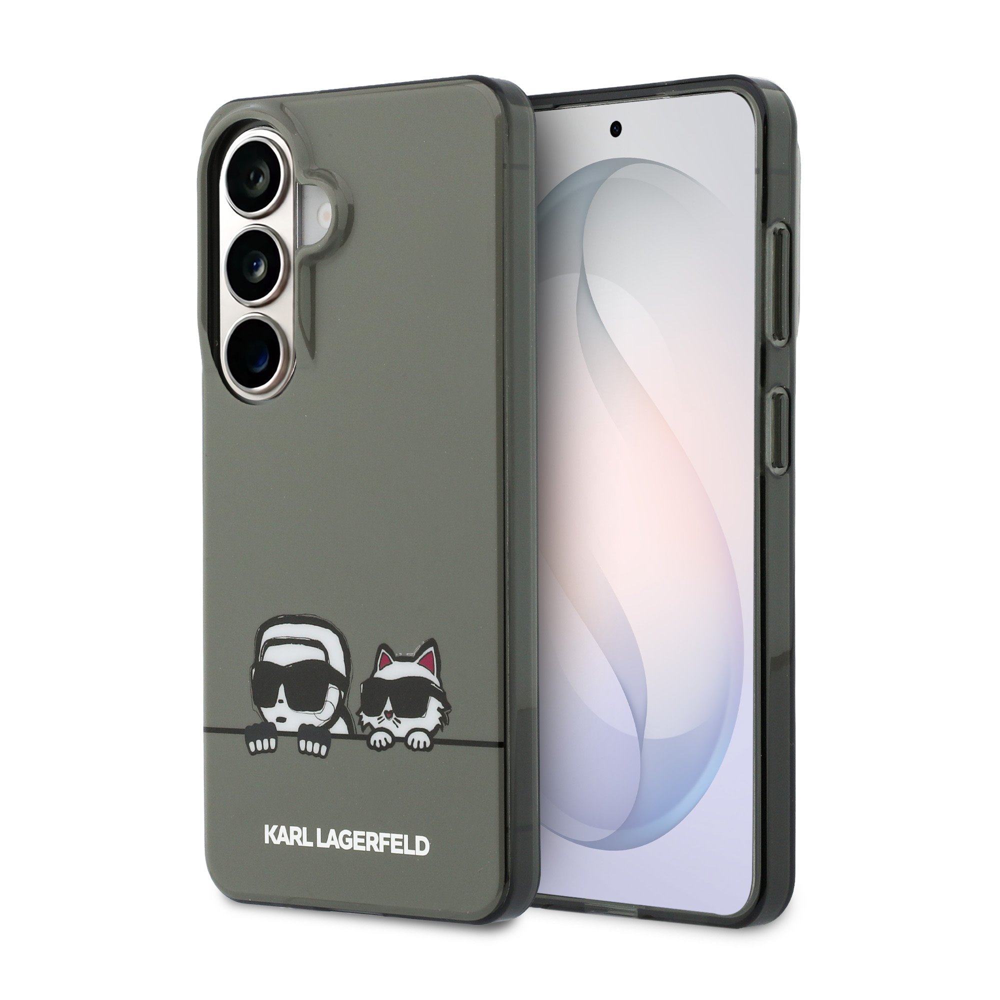 Juodas originalus dėklas Karl Lagerfeld IML K&CH Peekaboo Logo Magnetic telefonui Samsung Galaxy S26 Juodas Karl Lagerfeld deklas su dviem katemis su akiniais